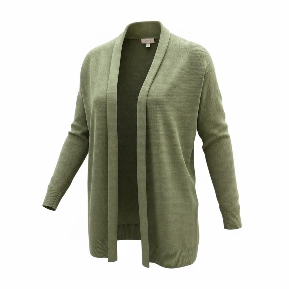 Loft Outlet Open Front Long Sleeve Cardigan Sweater Size Medium Green